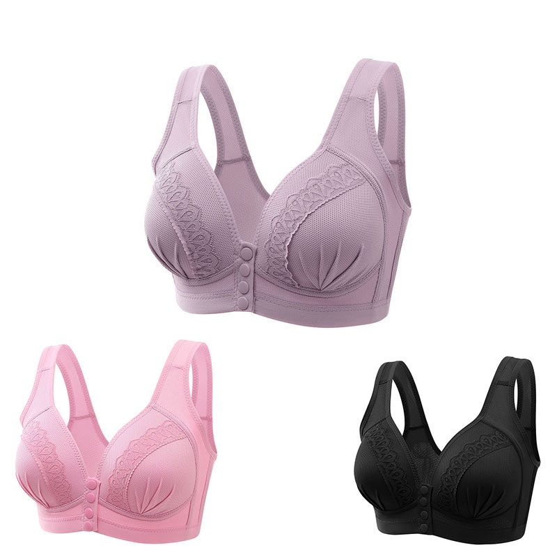 🌷🩰【3 bucăți】Sutien din bumbac, respirabil și confortabil, cu nasturi în față