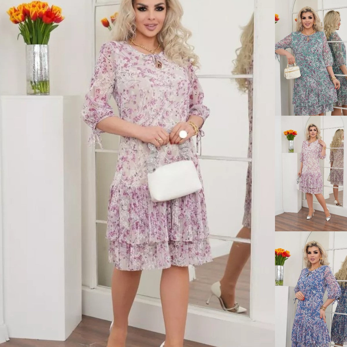 š„VĆ¢nzare fierbinteš„ćS-5XLć 2025 de primÄvarÄ Či varÄ, la modÄ nouÄ, casual, elegantÄ, rochie floralÄ de Ć®naltÄ calitate
