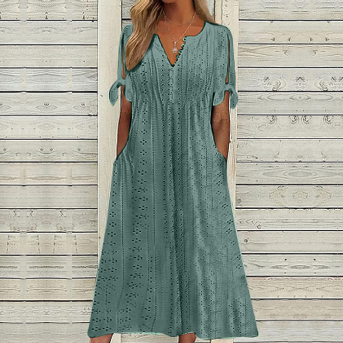 【🏆Cele mai bine vândute produse】【S-5XL】👗Rochie simplă și delicată de culoare solidă