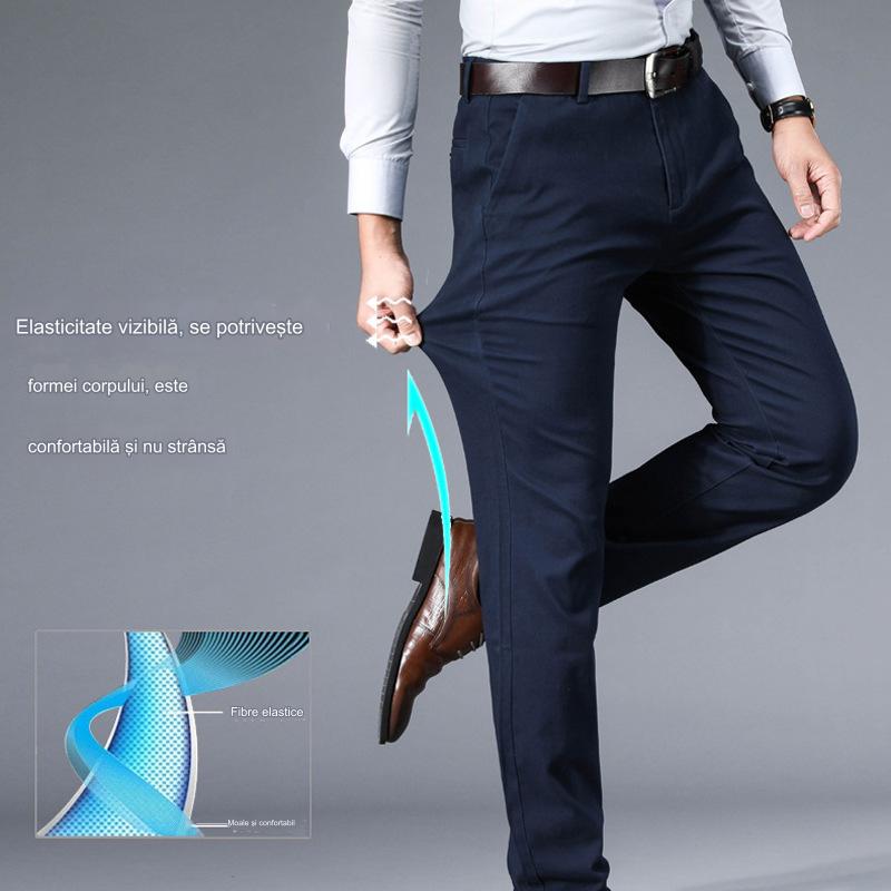 š Pantaloni business casual slim-fit de primÄvarÄ/varÄ cu picioare drepte, picioare largi Či pantaloni elastici