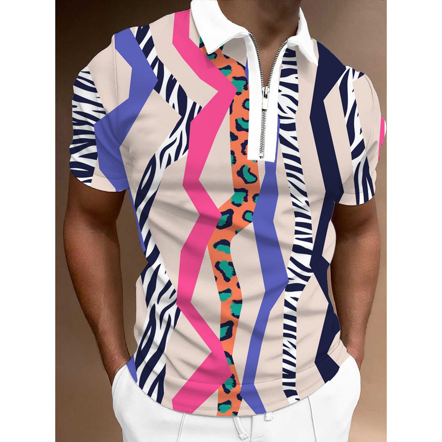 š„ćS-5XLćTricou polo sport cu fermoar nou la modÄ pentru bÄrbaČi