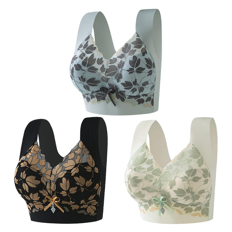 🩰✔【3 buc】Sutien de mărime mare cu dantelă, fără inel de oțel, spate frumos luxos
