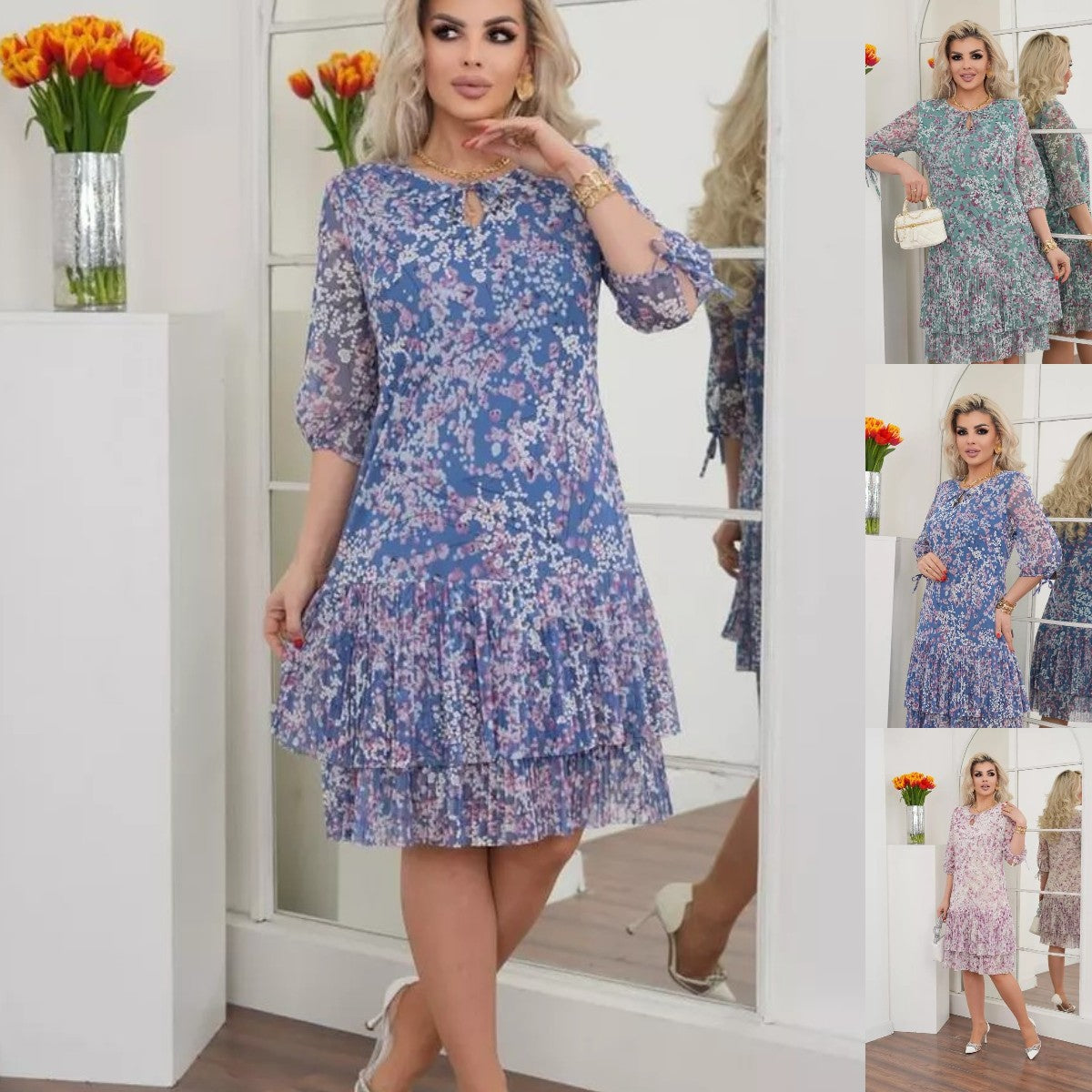 š„VĆ¢nzare fierbinteš„ćS-5XLć 2025 de primÄvarÄ Či varÄ, la modÄ nouÄ, casual, elegantÄ, rochie floralÄ de Ć®naltÄ calitate