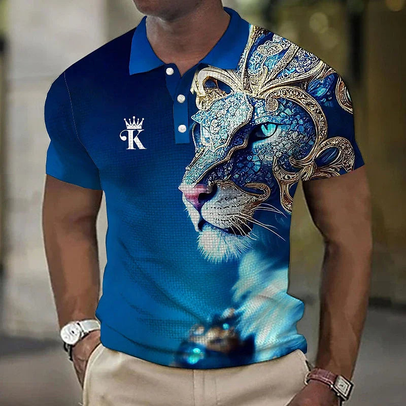 š„Tricou polo bÄrbaČi cu imprimare 3d cu leu