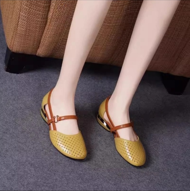 🌴【35-42】Primăvara 2025, Sandale de damă, elegante, din piele naturală, cu toc mic, talpă moale