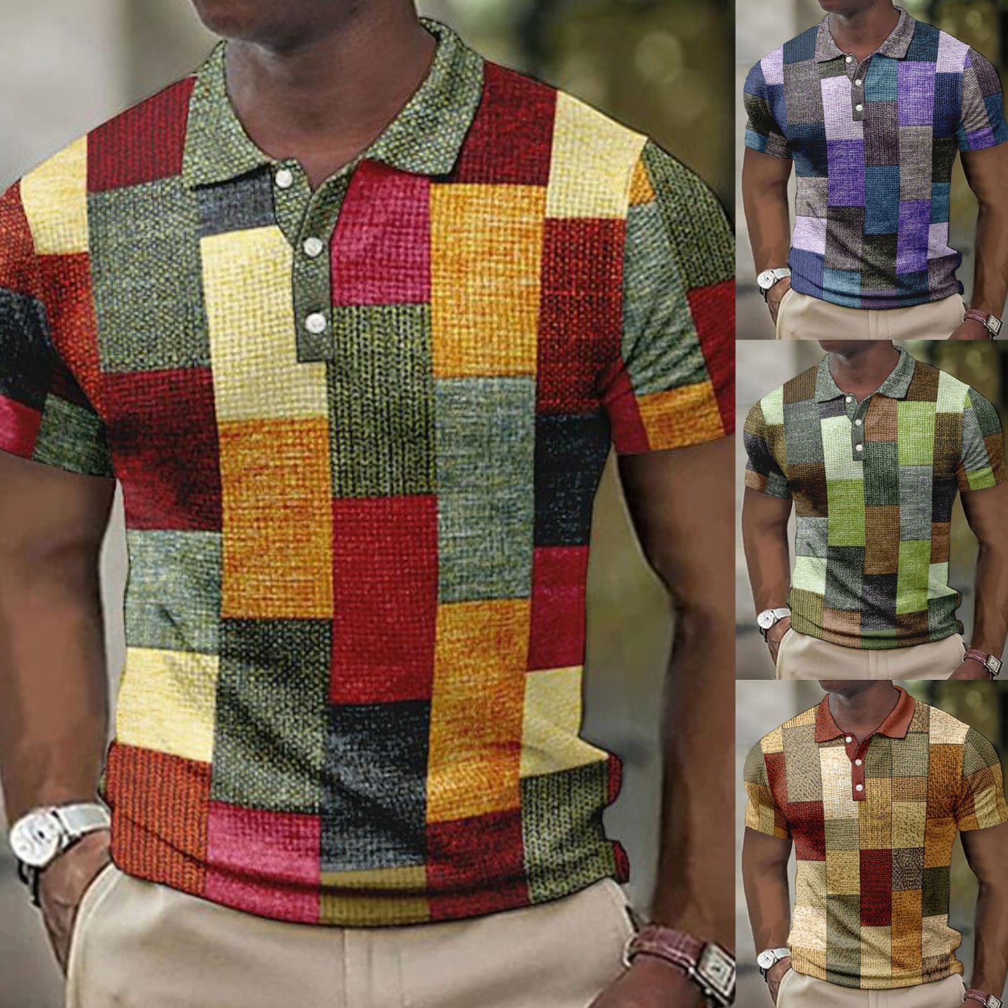 👕【S-5XL】Moška polo majica za prosti čas z geometrijskim vzorcem