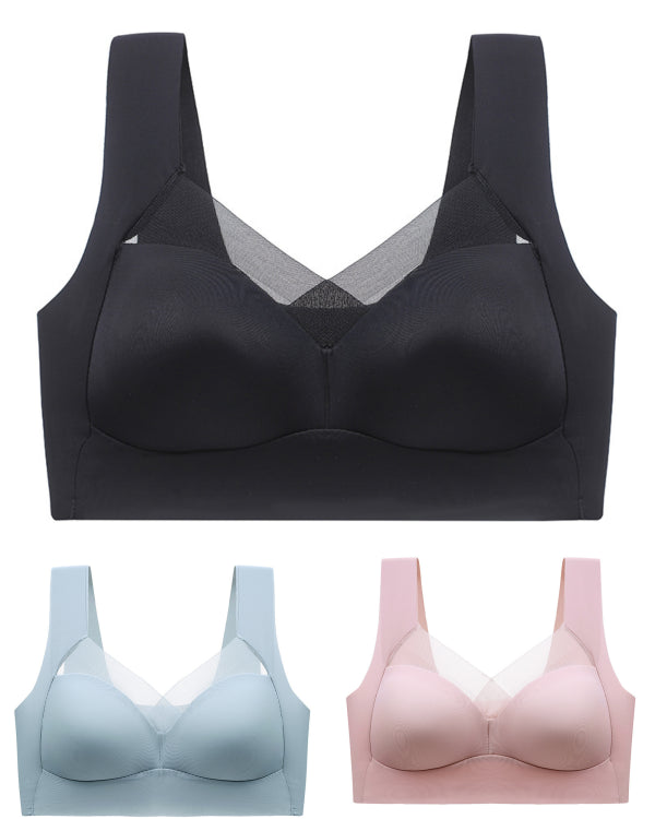 😍🔥 (3 buc)【40-110kg】Sutien de dormit, fără cusături, cu dantelă la spate