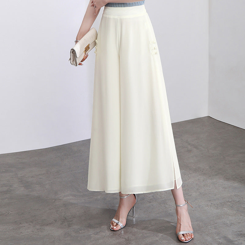 🔥【XL-5XL】【Stil nou de vară 2025】 Pantaloni largi, din șifon, în nouă puncte, pentru femei