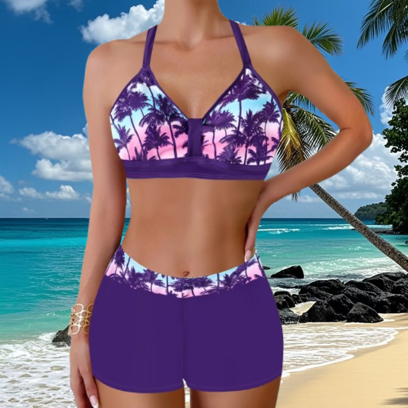 🏖️👙🌴【S-5XL】Set de costum de baie cu imprimeu pentru plajă și vacanță.