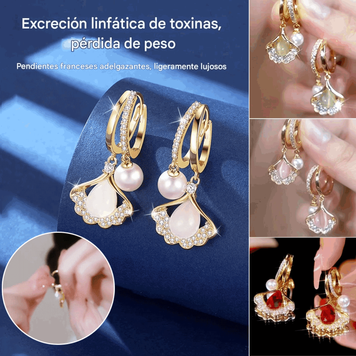 🎁✨✨ Elegáns fülbevalók macskaszem drágakövekkel és ginkgo levél mintával