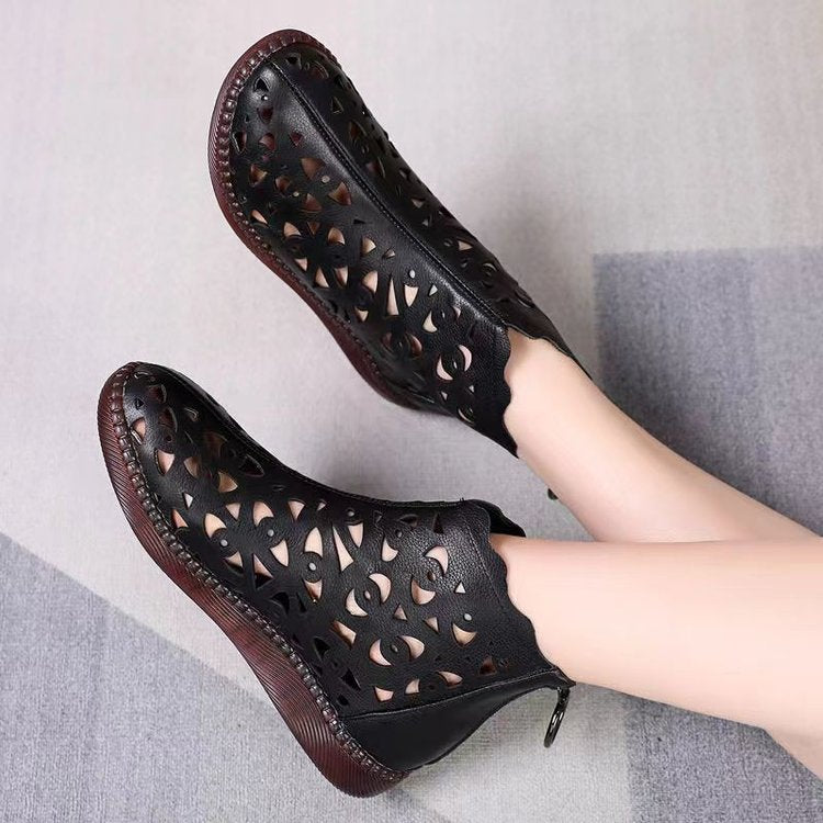 【35-42】Pantofi sport damă din piele moale, cu talpă plată și gol, vara anului_4047425