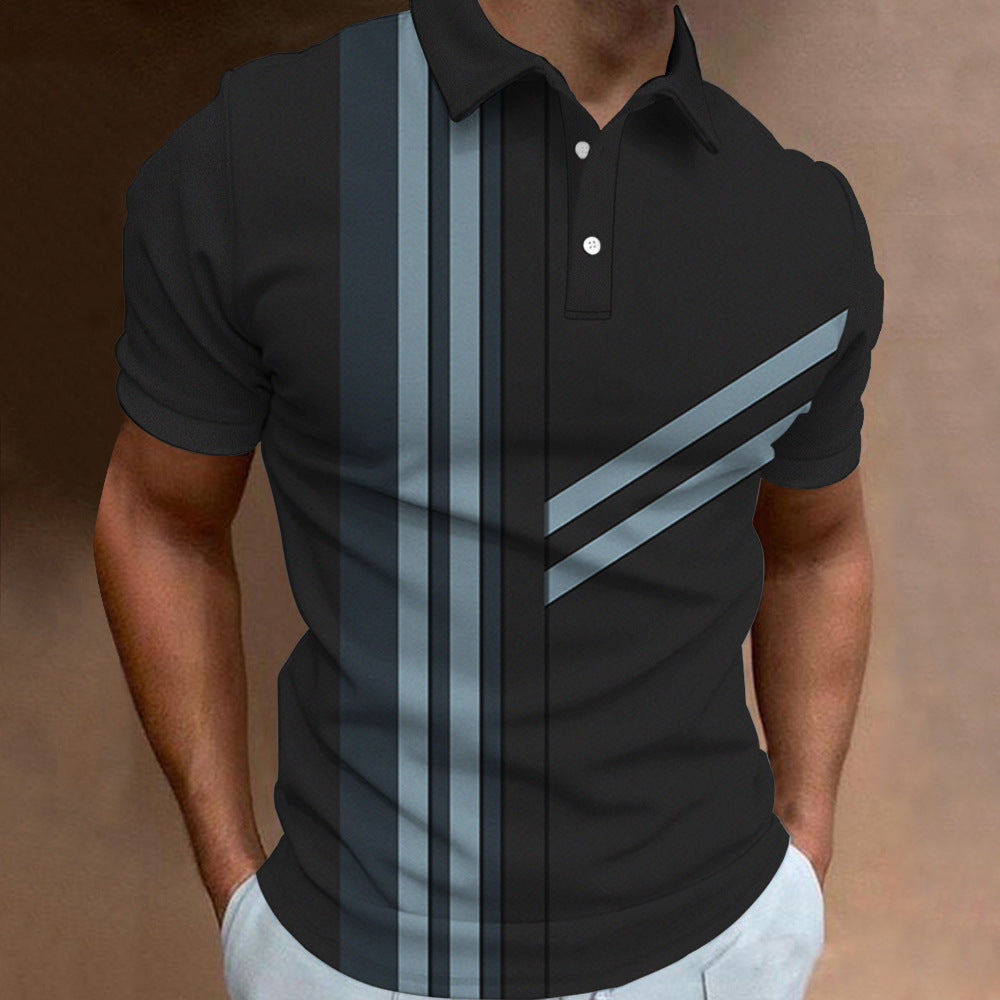 🔥【S-6XL】👔Tricou POLO pentru bărbați cu dungi noi de vară, imprimat 3D