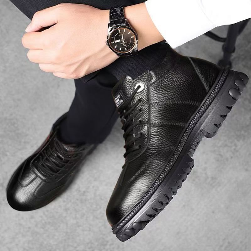 🏆👞【39-44】Moški zimski čevlji iz debelega usnja in bombaža, z volneno podlogo