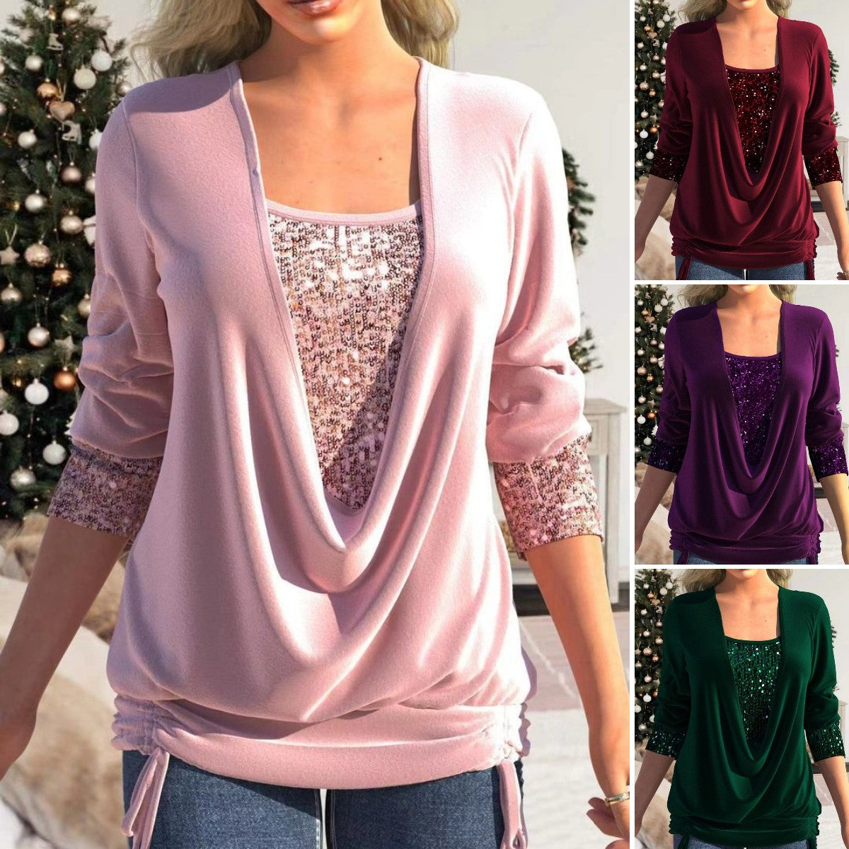 🎀 Nová dvoudílná sada s dlouhým rukávem Dámský top