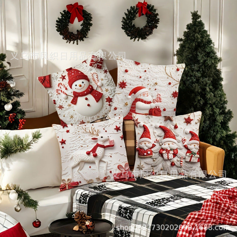 🎅Vánoční výprodej--SLEVA🎄Povlak na polštář s vánoční tématikou 【4-dílná sada】