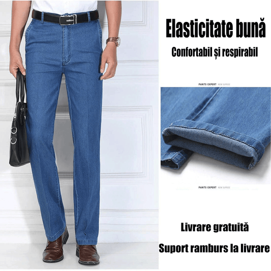 🙋‍♂️👖 Noi blugi pentru bărbați cu talie înaltă, elastic, respirabili