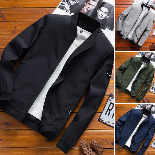 😎 Moška jakna, oprijet kroj, enobarvni plašč, jakna velike velikosti