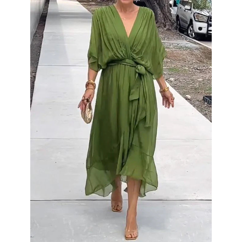 👗 Model nou pentru primăvara. [S-5XL] Rochie confecționată din șifon moale.