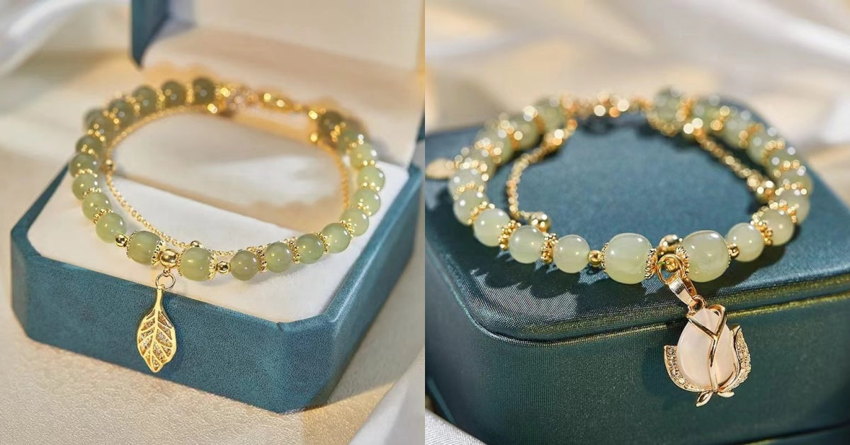 ✨✨【Kup jednu a druhou získáš zdarma】🎁2 náramky z 14K zlata s hetianským nefritem🎊