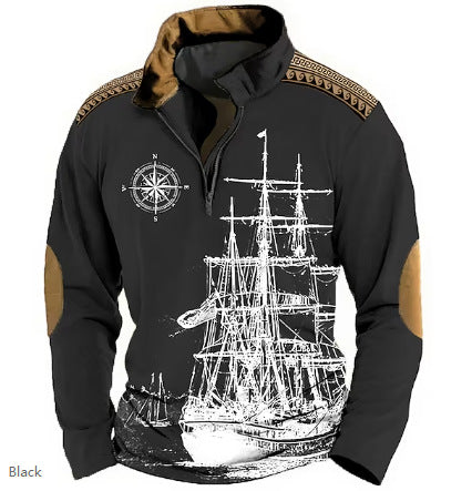 😎【XS-5XL】Moški pulover s kapuco s polovično zadrgo in 3D potiskom