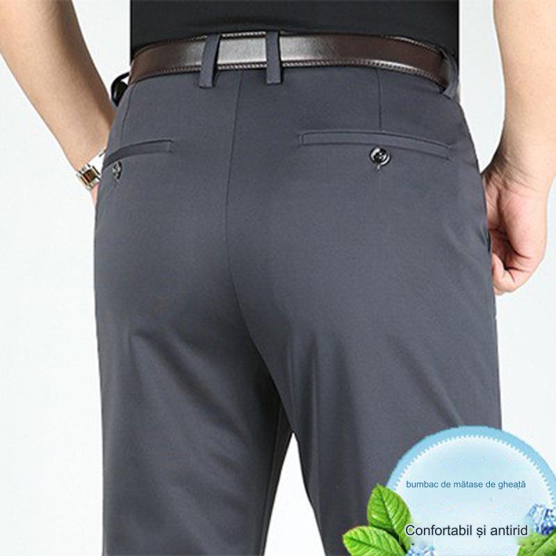 💨👖 Pantaloni business casual slim-fit de vară cu picioare drepte, picioare largi și pantaloni elastici.