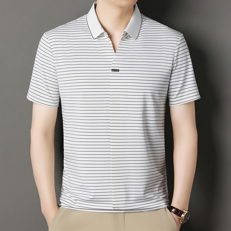 👔【M-4XL】Tricou polo cu mânecă scurtă, cu dungi, pentru bărbați, de vară nouă【50-100 kg】