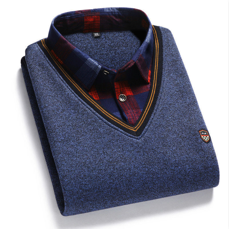 👔【M-4XL/40-100kg】Pánsky pletený sveter plus zamat na zahriatie