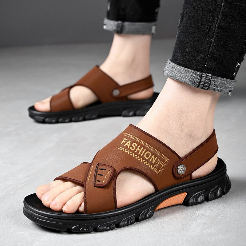 👍【38-44】Sandale confortabile pentru bărbați din piele, cu talpă moale