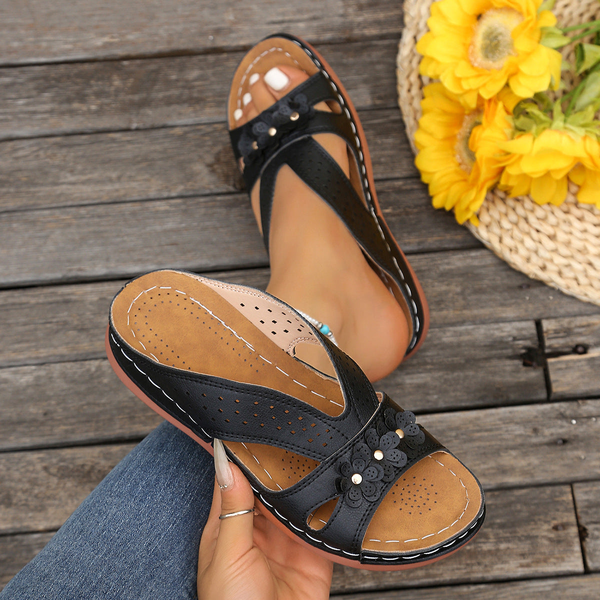 💓👡【7 culori disponibile】Sandale de vară cu toc gol, calitate superioară, confort casual