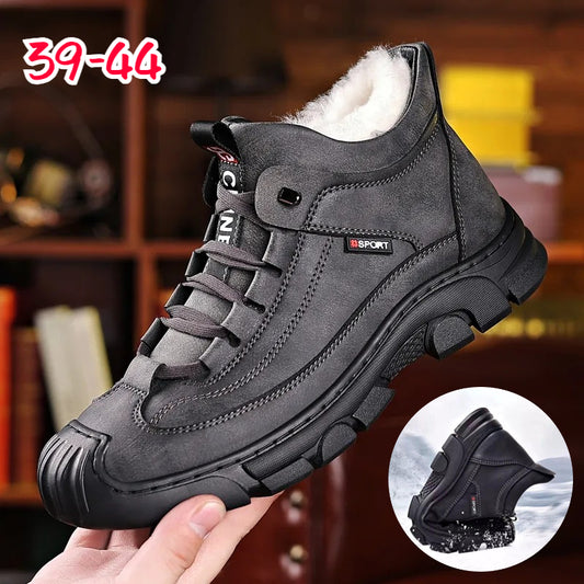 💥【39-44】Jesenski in zimski moški debeli žametni topli škornji, visoki škornji iz pravega usnja