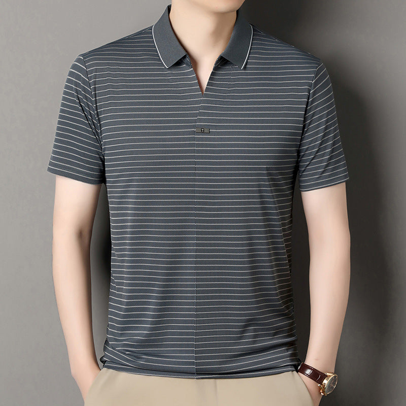 👔【M-4XL】Tricou polo cu mânecă scurtă, cu dungi, pentru bărbați, de vară nouă【50-100 kg】