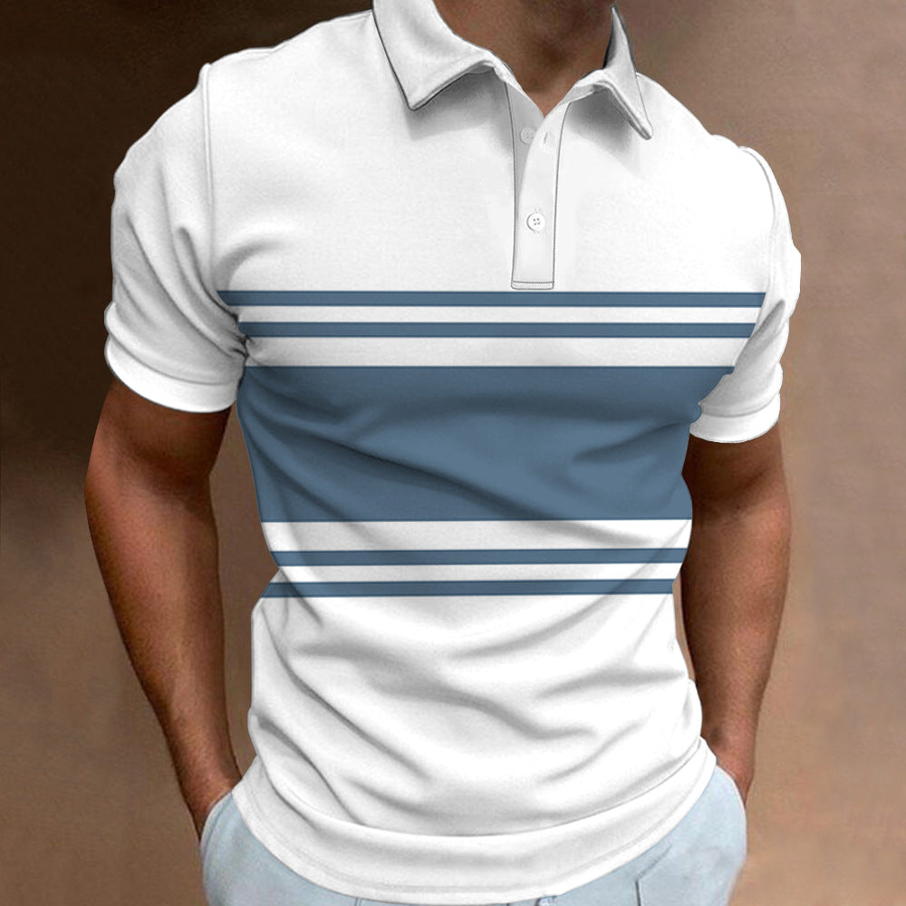 🔥【S-6XL】👔Tricou POLO pentru bărbați cu dungi noi de vară, imprimat 3D
