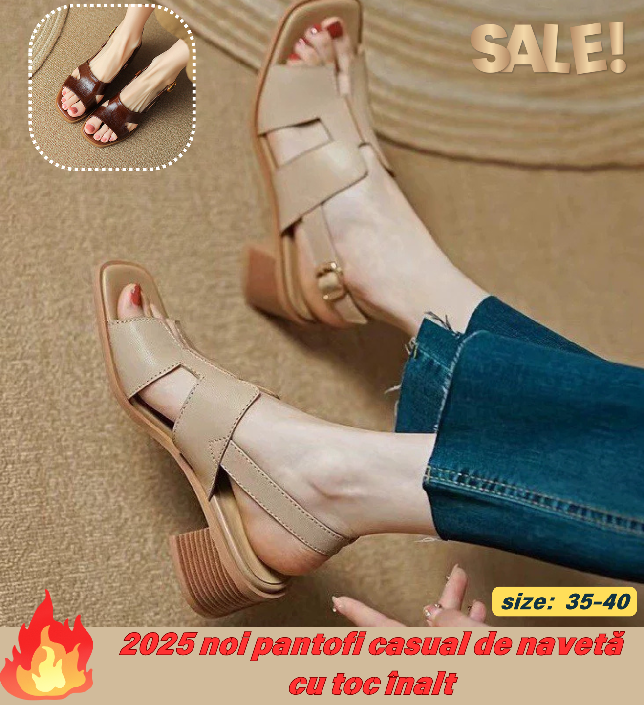 👡【35-40】Sandale de Vară 2025 cu Vârf Pătrat & Deschis. ✨Elegante, Confortabile & Trendy.