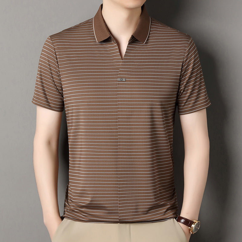 👔【M-4XL】Tricou polo cu mânecă scurtă, cu dungi, pentru bărbați, de vară nouă【50-100 kg】