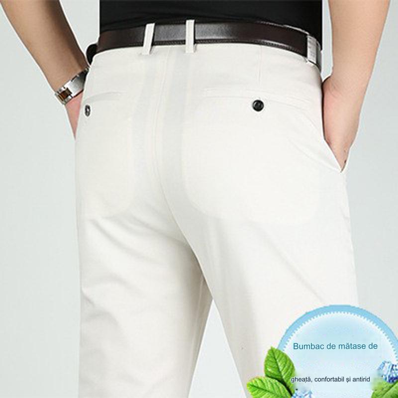 💨👖 Pantaloni business casual slim-fit de vară cu picioare drepte, picioare largi și pantaloni elastici.