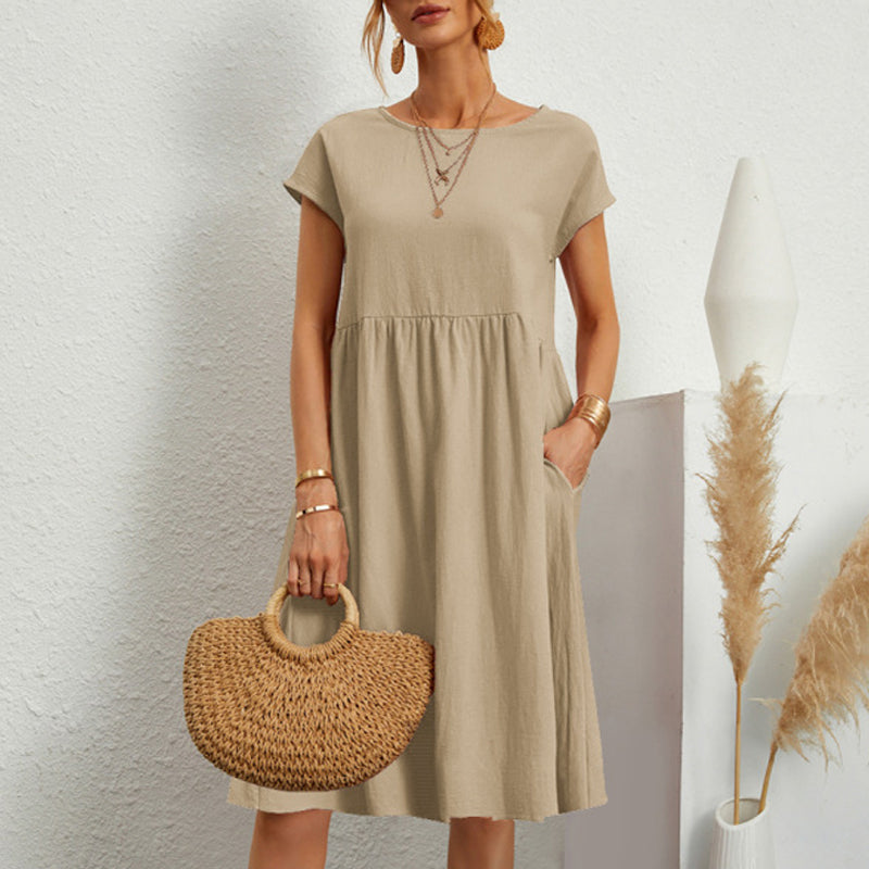 ✨🌼【S-5XL】2024 Rochie de dama, bumbac, in, cu decolteu rotund