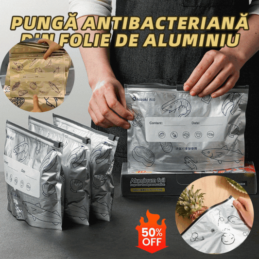 🥂🔥 Un total de 120 de pungi antibacteriene din folie de aluminiu, super ușor de utilizat, pentru păstrarea prospețimii.