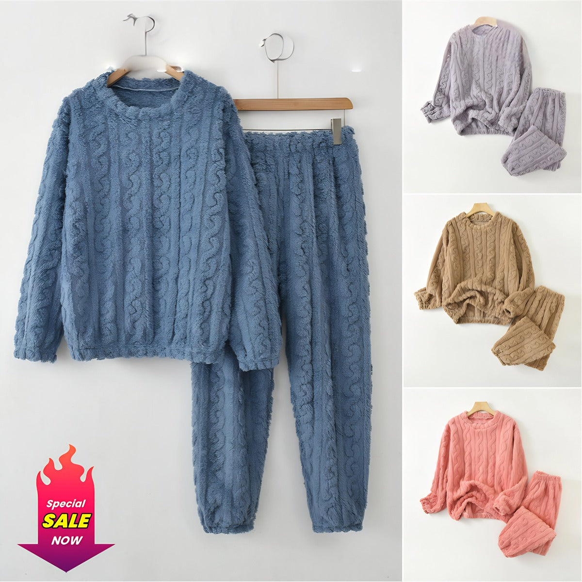 🌺【45-90kg】✨ Dámska mäkká a pohodlná teplá zimná pyžamová súprava