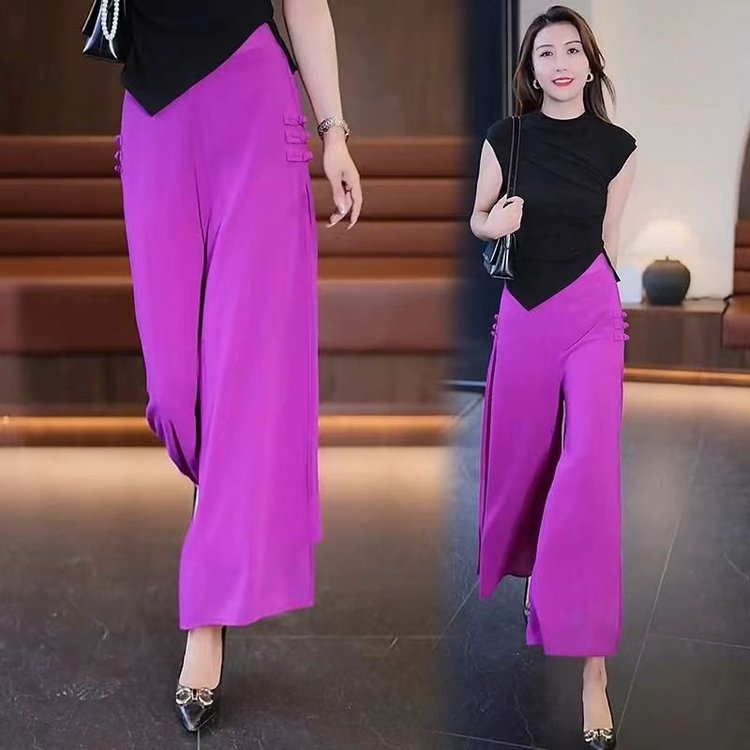 🔥【XL-5XL】【Stil nou de vară 2025】 Pantaloni largi, din șifon, în nouă puncte, pentru femei