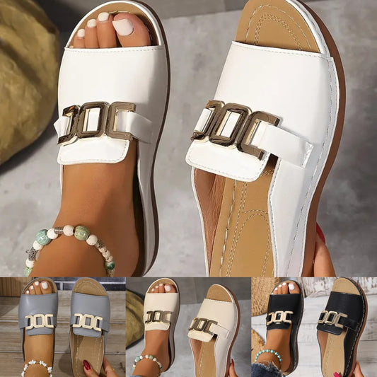 🥿🧁【36-45】 Sandale noi cu toc plat și fund gros.