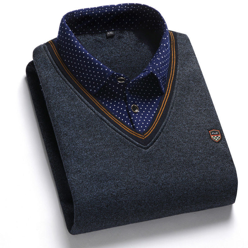 👔 [M-4XL] Cămașă tricotată pentru bărbați Plus catifea pentru a se îngroșa Menține cald