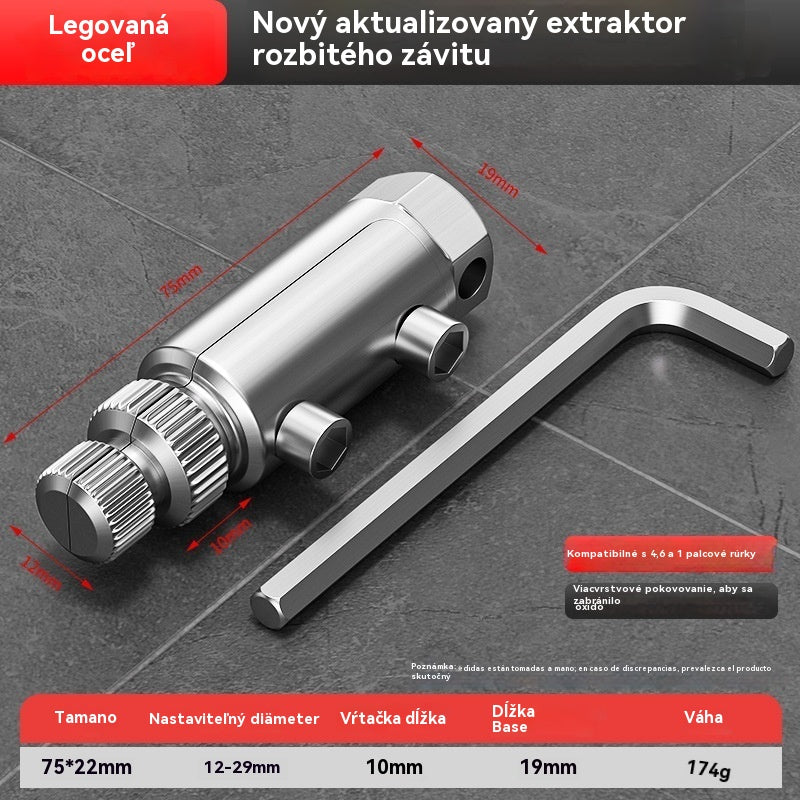 🔥【Kupite 1, dobite 1 gratis】Odstranjevalec pretrganega navoja za kotno pipo, univerzalna pipa