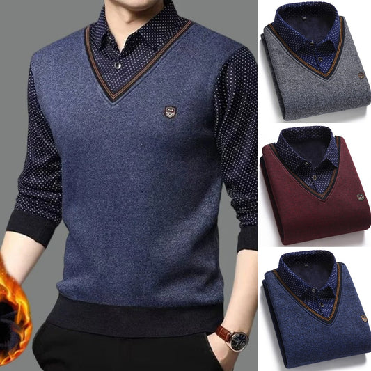 👔【M-4XL/40-100kg】Pánsky pletený sveter plus zamat na zahriatie