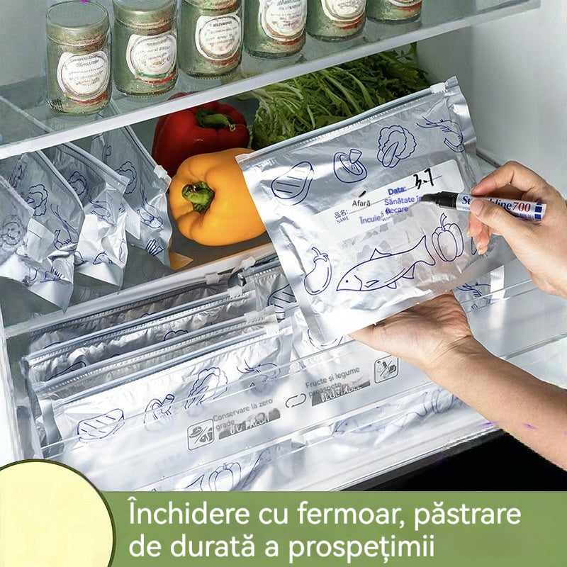 🥂🔥 Un total de 120 de pungi antibacteriene din folie de aluminiu, super ușor de utilizat, pentru păstrarea prospețimii.