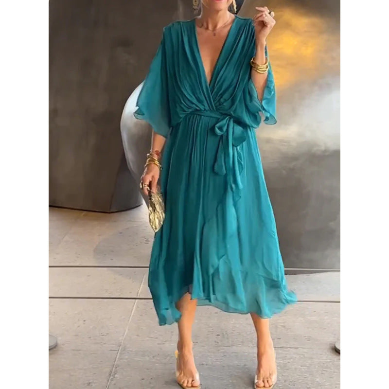 👗 Model nou pentru primăvara. [S-5XL] Rochie confecționată din șifon moale.