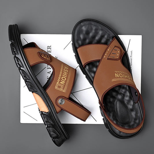 👍【38-44】Sandale confortabile pentru bărbați din piele, cu talpă moale