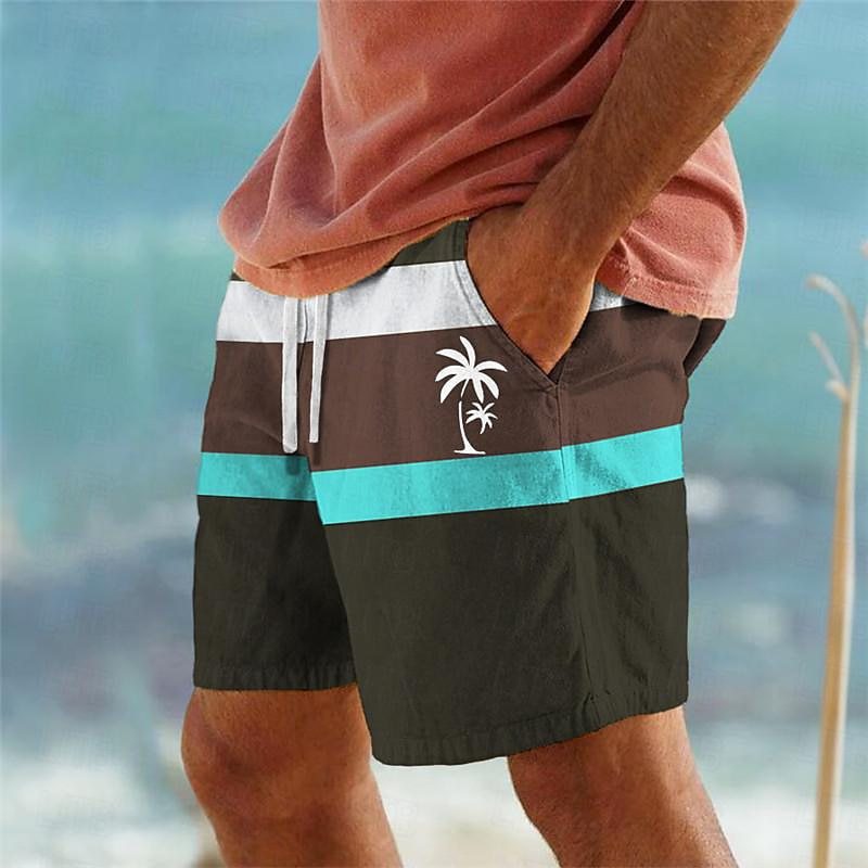 💥【Ofertă】Pantaloni de baie bărbați stilati cu imprimeu multicolor.