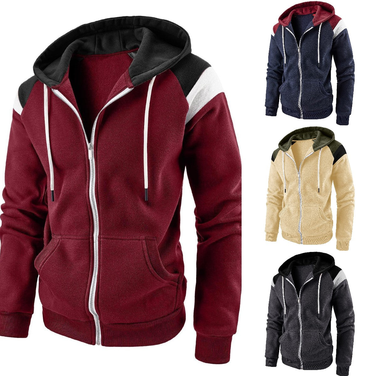 ✨😎【M-3XL】Nová pánska mikina s kontrastnými farbami, módna a ležérna športová blúza