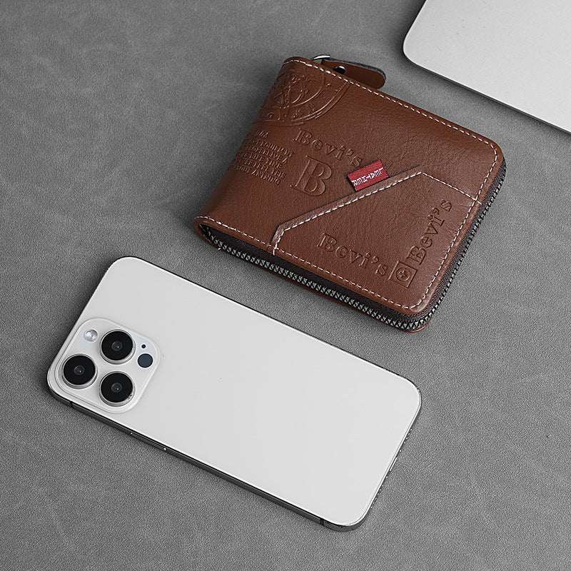 🔥🔥【Kupte 1 a získejte 1 zdarma】Nová a stylová pánská krátká peněženka na zip v retro stylu.