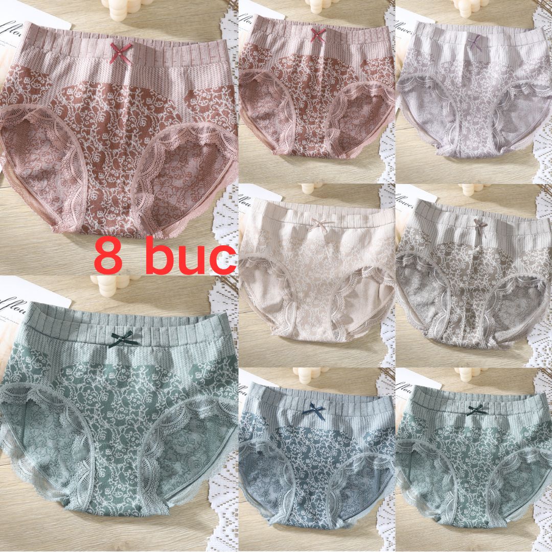 ✔🔥【Cumpărați 8, primiți 8 gratuit】🔥Slip de damă cu talie înaltă, antibacteriană, absorbantă de umiditate